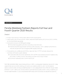 Perella Weinberg Partners Reports Full Year and Fourth Quarter 2020 Results