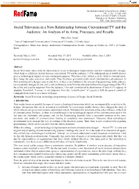 Social Television As a New Relationship Between Conventional TV and the Audience: an Analysis of Its Aims, Processes, and Results