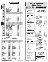 Sushi & Takeout Menu