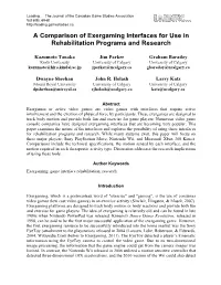 A Comparison of Exergaming Interfaces for Use in Rehabilitation Programs and Research