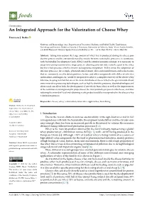 An Integrated Approach for the Valorization of Cheese Whey