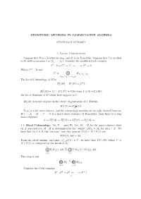 GEOMETRIC METHODS in COMMUTATIVE ALGEBRA 1. Local