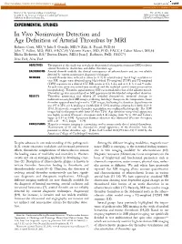 In Vivo Noninvasive Detection and Age Definition of Arterial Thrombus By