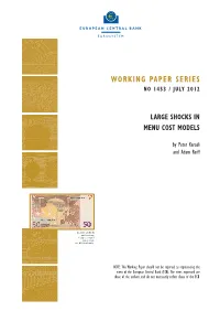 Large Shocks in Menu Cost Models