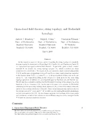 Open-Closed Field Theories, String Topology, and Hochschild Homology