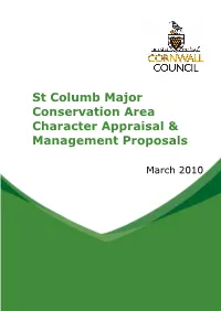 St Columb Major Conservation Area Character Appraisal & Management Proposals