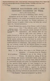Tibetan Salutations and a Few Thoughts Suggested by Them