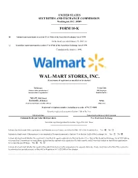 WAL-MART STORES, INC. (Exact Name of Registrant As Specified in Its Charter) ______
