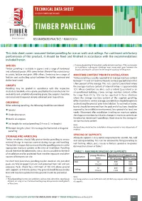 01 Timber Panelling Data Sheet