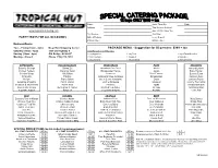 2020 TH1 Package Menu