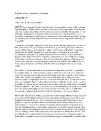 Bertrand Russell, Problems of Philosophy CHAPTER XV THE