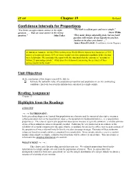 Confidence Intervals for a Population Proportion P