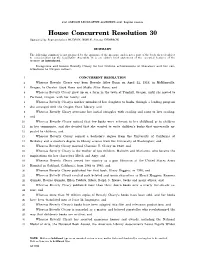 House Concurrent Resolution 30 Sponsored by Representatives HUDSON, NOBLE, Senator DEMBROW