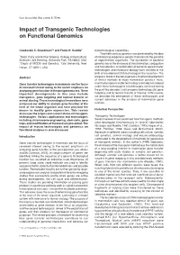 Impact of Transgenic Technologies on Functional Genomics 75