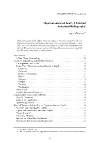 Physician-Assisted Death: a Selected Annotated Bibliography*