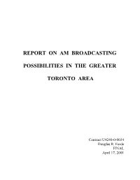 Report on Am Broadcasting Possibilities in the Greater