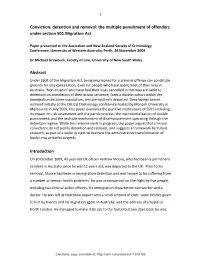 Conviction, Detention and Removal: the Multiple Punishment of Offenders Under Section 501 Migration Act