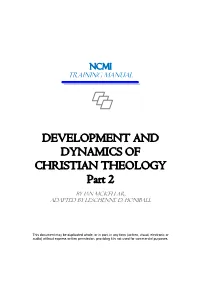 DEVELOPMENT and DYNAMICS of CHRISTIAN THEOLOGY Part 2