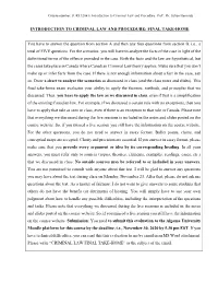 Introduction to Criminal Law and Procedure: Final Take-Home