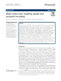 Multi-Vortex Laser Enabling Spatial and Temporal Encoding Zhen Qiao1†, Zhenyu Wan2†, Guoqiang Xie1*, Jian Wang2*, Liejia Qian1 and Dianyuan Fan1,3