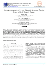Correlation Analysis of Airport Silangit in Improving Tourism Sector in North Tapanuli Regency
