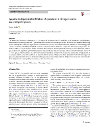 Cyanase-Independent Utilization of Cyanate As a Nitrogen Source in Ascomycete Yeasts
