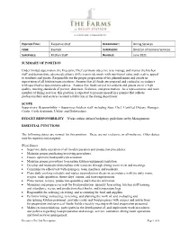 Executive Chef Position Description