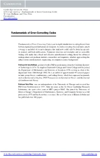 Fundamentals of Error-Correcting Codes W