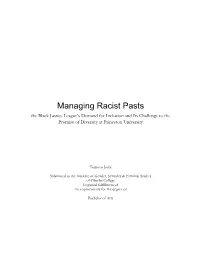 Managing Racist Pasts the Black Justice League’S Demand for Inclusion and Its Challenge to the Promise of Diversity at Princeton University