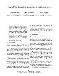 Usage of XSL Stylesheets for the Annotation of the Sámi Language Corpora