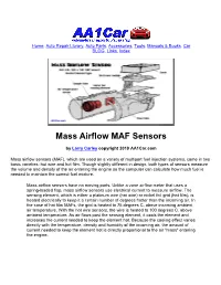 Mass Airflow MAF Sensors