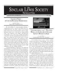 Sinclair Lewis Society Newsletter VOLUME TWENTY, NUMBER ONE FALL 2011