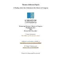 Thomas Jefferson Papers [Finding Aid]. Library of Congress. [PDF