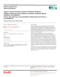 Topics a Union President Visited to Mobilize Members