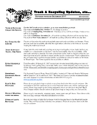 Trash & Recycling Updates, Etc
