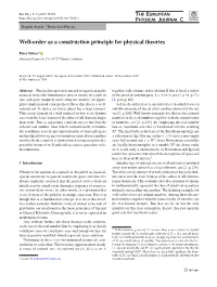 Well-Order As a Construction Principle for Physical Theories