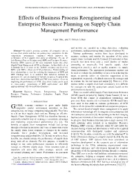 Effects of Business Process Reengineering and Enterprise Resource Planning on Supply Chain Management Performance