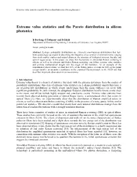 Extreme Value Statistics and the Pareto Distribution in Silicon Photonics 1