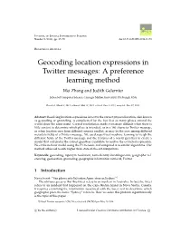 Geocoding Location Expressions in Twitter Messages: a Preference Learning Method