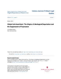 Global Anti-Anarchism: the Origins of Ideological Deportation and the Suppression of Expression