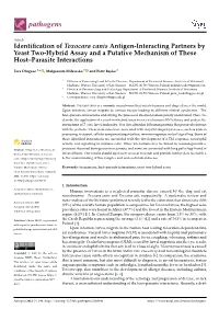 Identification of Toxocara Canis Antigen-Interacting Partners
