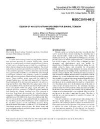 Design of an Octo-Strain Specimen for Biaxial Tension Testing