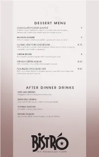 Dessert Menu After Dinner Drinks
