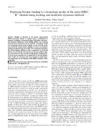 Exploring Blocker Binding to a Homology Model of the Open Herg K+ Channel Using Docking and Molecular Dynamics Methods