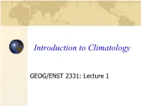 Introduction to Climatology