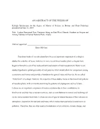 Lichen Functional Trait Variation Along an East-West Climatic Gradient in Oregon and Among Habitats in Katmai National Park, Alaska