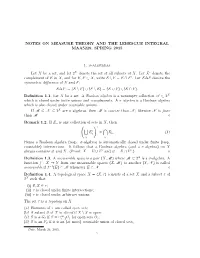 Notes on Measure Theory and the Lebesgue Integral Maa5229, Spring 2015