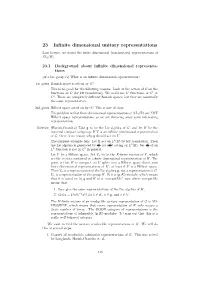 23 Infinite Dimensional Unitary Representations