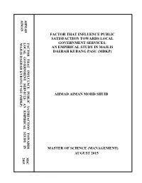 An Empirical Study in Majlis Daerah Kubang Pasu (Mdkp)