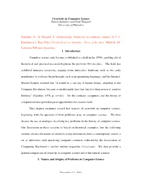 Creativity in Computer Science. in J